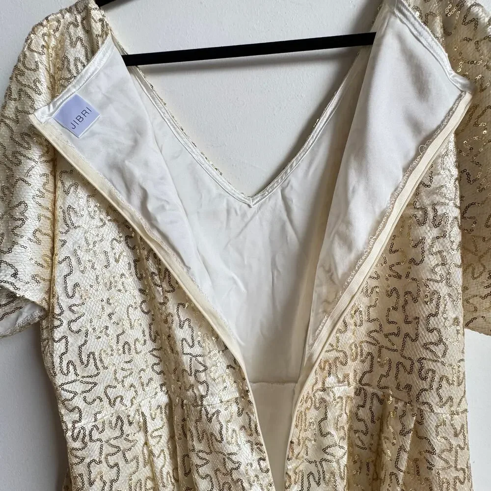 JIBRI Gold Sequined Sculptural Jumpsuit - Picture 9 of 9